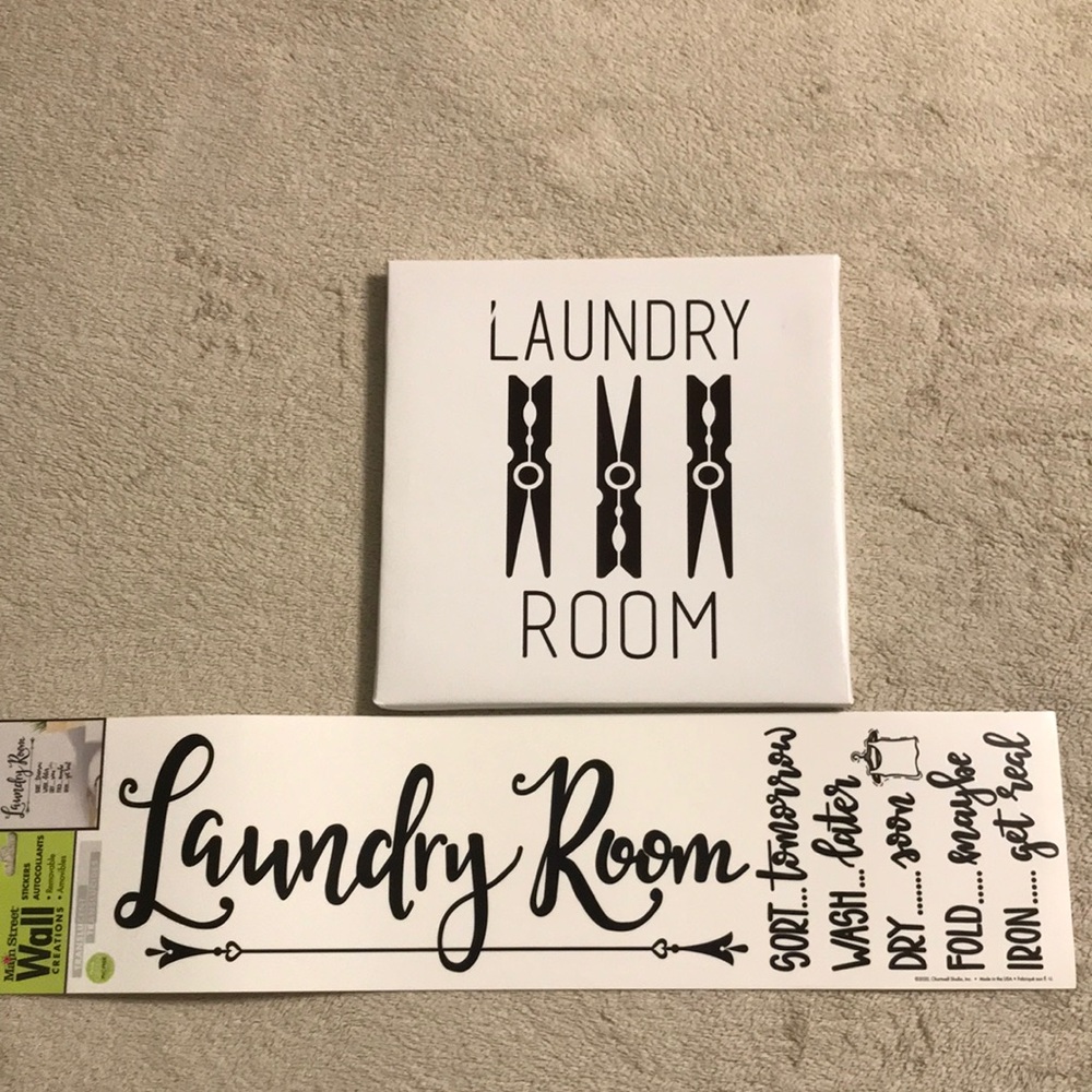 Laundry Room Wall Decor Sign - White & Black